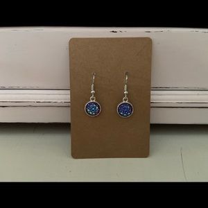 Purple Druzy Jewel Dangle Earrings
